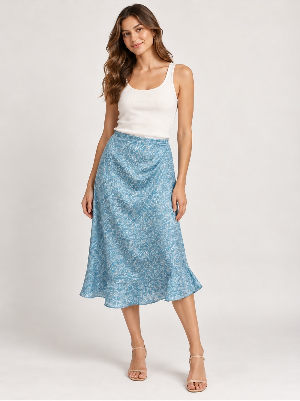 Blue Printed Women’s Silk Skirt